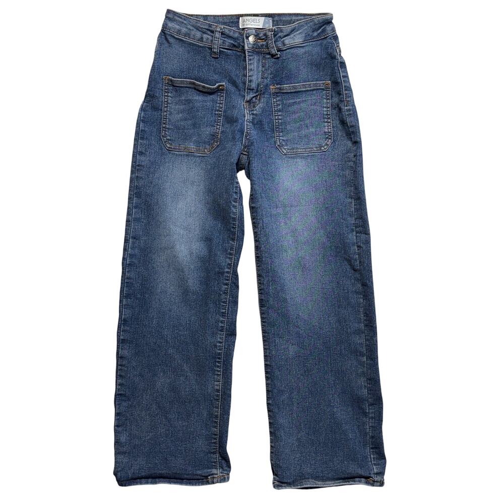 Angels Of Difference Crop Jeans Womens 6P Petite High Rise Wide Leg Patch Pocket